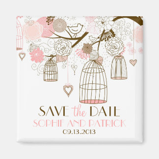 Roze Whimsical Birdcages Save the Date Magnet