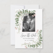 Roze Whimsical Bloem Foto Vintage Save The Date (Voorkant)