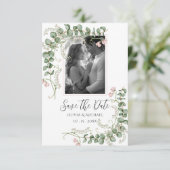 Roze Whimsical Bloem Foto Vintage Save The Date (Staand voorkant)