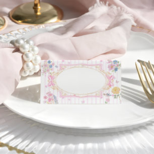 Roze Whimsical Bloem Meisje Baby Shower Plaatskaartje