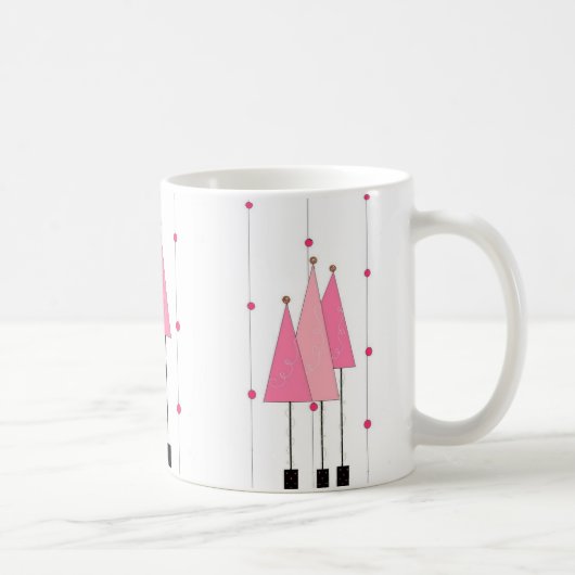 Roze Whimsical Bomen Koffiemok (Rechts)