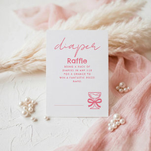 Roze Whimsical Champagne Luier Raffle Tickets Informatiekaartje