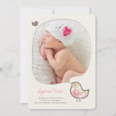 Roze Whimsical Chick Baby Girl Announement Aankondiging (Voorkant)