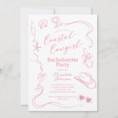 Roze Whimsical Cowgirl Bachelorette Party Kaart (Voorkant)