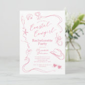 Roze Whimsical Cowgirl Bachelorette Party Kaart (Staand voorkant)