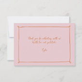 Roze Whimsical Doodle Handgetekende Dank Je Bedankkaart (Achterkant)