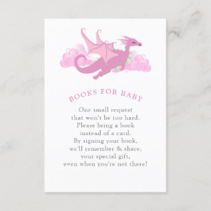 Roze Whimsical Dragon Baby shower Books voor Baby Informatiekaartje