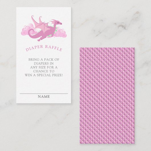 Roze Whimsical Dragon Baby shower Diaper Raffle Informatiekaartje (Voorkant / Achterkant)