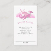 Roze Whimsical Dragon Baby shower Diaper Raffle Informatiekaartje (Voorkant)