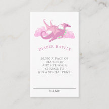 Roze Whimsical Dragon Baby shower Diaper Raffle