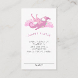 Roze Whimsical Dragon Baby shower Diaper Raffle Informatiekaartje