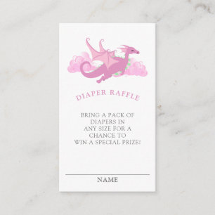 Roze Whimsical Dragon Baby shower Diaper Raffle Informatiekaartje