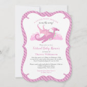 Roze Whimsical Dragon Virtual Baby shower Kaart (Voorkant)
