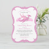 Roze Whimsical Dragon Virtual Baby shower Kaart (Staand voorkant)