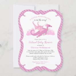 Roze Whimsical Dragon Virtual Baby shower Kaart