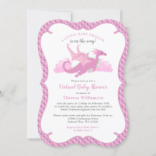 Roze Whimsical Dragon Virtual Baby shower Kaart