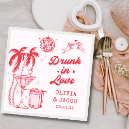 Roze Whimsical Dronken in Love Cocktail Bruiloft Servet