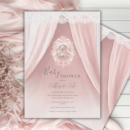 Roze Whimsical Elegante Beer Babyshower Kaart