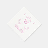 Roze Whimsical Flourish Monogram Papieren Servette Servet (Hoek)