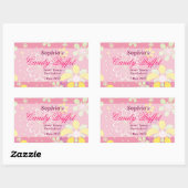 Roze Whimsical Flower Snoep Buffet Sticker (Vel)