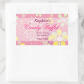 Roze Whimsical Flower Snoep Buffet Sticker (Tas)