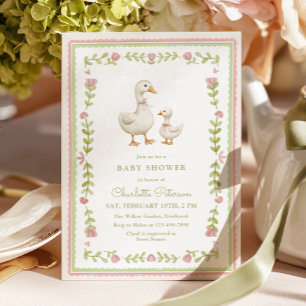 Roze Whimsical Ganzen Baby Shower Kaart