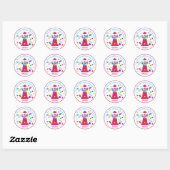 Roze Whimsical Gumball Party Sticker (Vel)