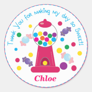Roze Whimsical Gumball Party Sticker