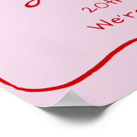 Roze Whimsical Hand getrokken bruiloft welkom teke Poster (Hoek)