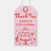 Roze Whimsical Hand getrokken Funky Cocktail Verja Cadeaulabel (Voorkant)