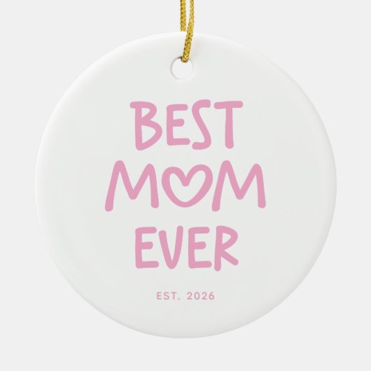 Roze Whimsical Hart Beste Moeder Ooit Keramisch Ornament (Voorkant)