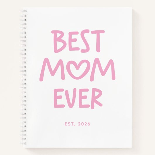 Roze Whimsical Hart Beste Moeder Ooit Notitieboek (Voorkant)
