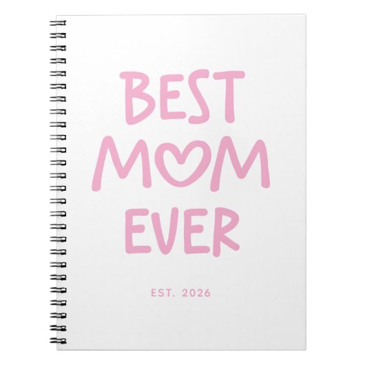 Roze Whimsical Hart Beste Moeder Ooit Notitieboek (Voorkant)