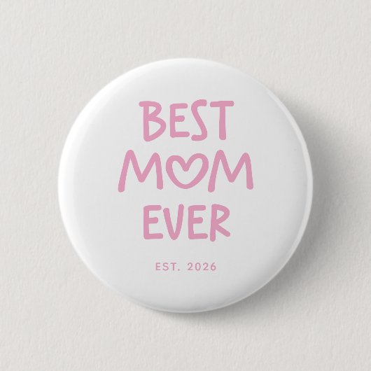 Roze Whimsical Hart Beste Moeder Ooit Ronde Button 5,7 Cm (Voorkant)