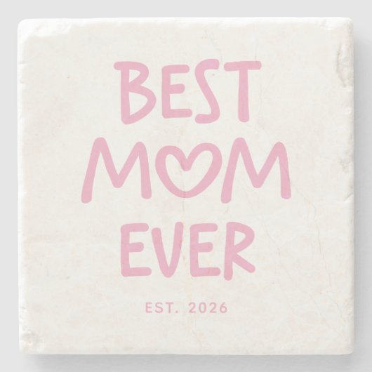 Roze Whimsical Hart Beste Moeder Ooit Stenen Onderzetter (Voorkant)