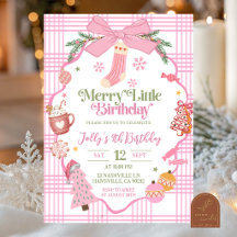  Roze Whimsical Kerstmis Merry Little Verjaardag