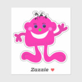 Roze Whimsical Monster 4 x 4 Sticker (Vel)