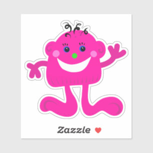 Roze Whimsical Monster 4 x 4 Sticker