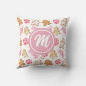 Roze Whimsical  Peperkoek Patroon Monogram   Kussen (Achterkant)