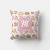 Roze Whimsical  Peperkoek Patroon Monogram   Kussen (Voorkant)