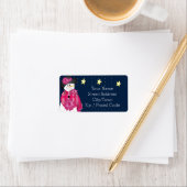 Roze Whimsical Snowman Designer Etiket (Insitu)