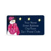 Roze Whimsical Snowman Designer Etiket (Voorkant)