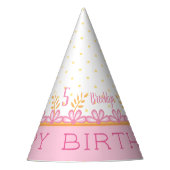 Roze Whimsical Sweet 5th Birthday Party Pet Feesthoedjes (Voorkant)