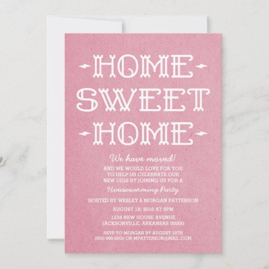Roze Whimsical Sweet Home Housewarming Party Kaart (Voorkant)