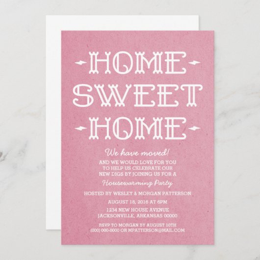 Roze Whimsical Sweet Home Housewarming Party Kaart (Voorkant / Achterkant)