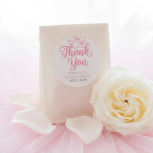Roze Whimsical Tuin Bruids Bruiloft Bedankt  Ronde Sticker