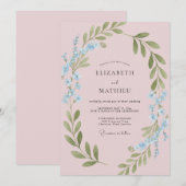 Roze Whimsical Weide Huwelijk Kaart (Voorkant / Achterkant)
