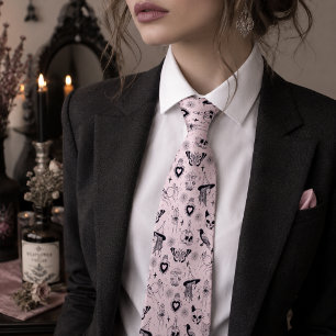 Roze Whimsigoth Hekserig Patroon Stropdas