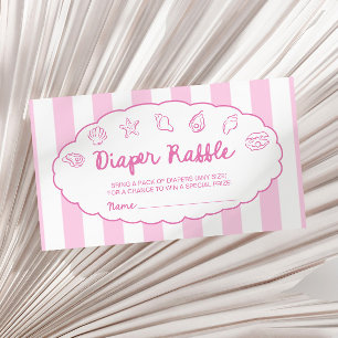 Roze Whimsische Zeeschelp Baby Shower Luier Raffle Informatiekaartje