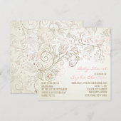 Roze Whimsy Floral Baby Shower Invitations Kaart (Voorkant / Achterkant)